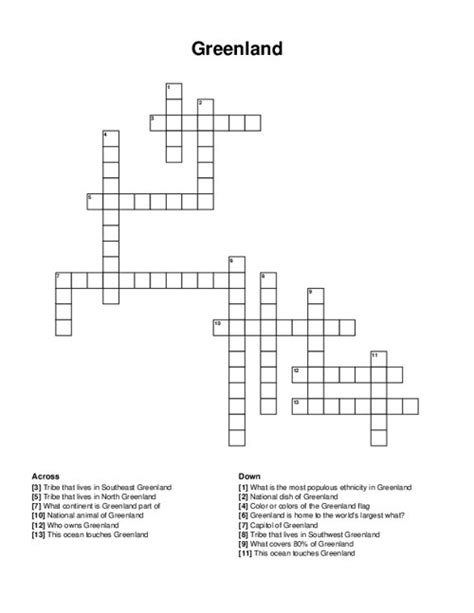 capital of greenland crossword.